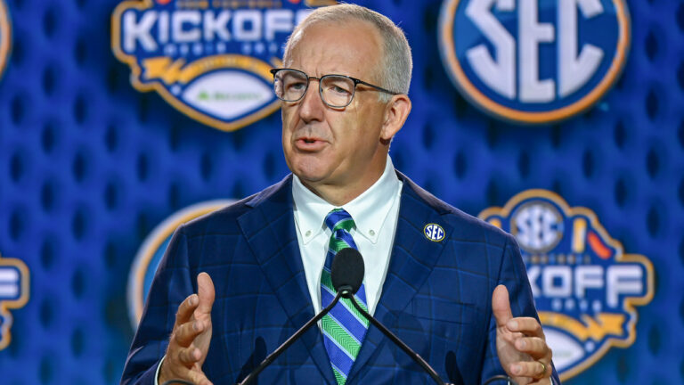 SEC Commissioner Greg Sankey at SEC Media Days on July 20 in Tampa, Fla.
