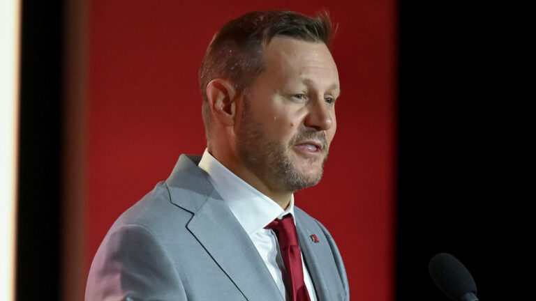 Arkansas coach Ryan Silverfield at SEC Media Days