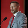 Arkansas coach Ryan Silverfield at SEC Media Days in Tampa, Fla.