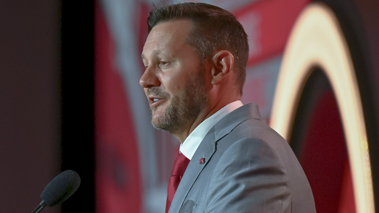 Arkansas coach Ryan Silverfield at SEC Media Days in Tampa, Fla.