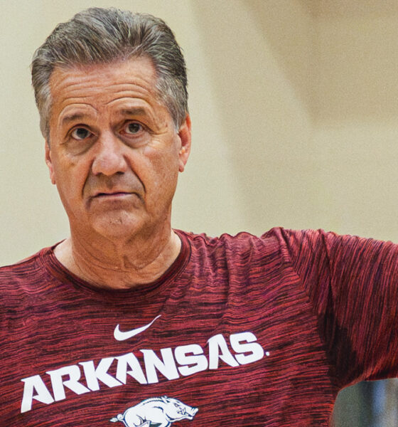 Arkansas coach John Calipari at a summer practice