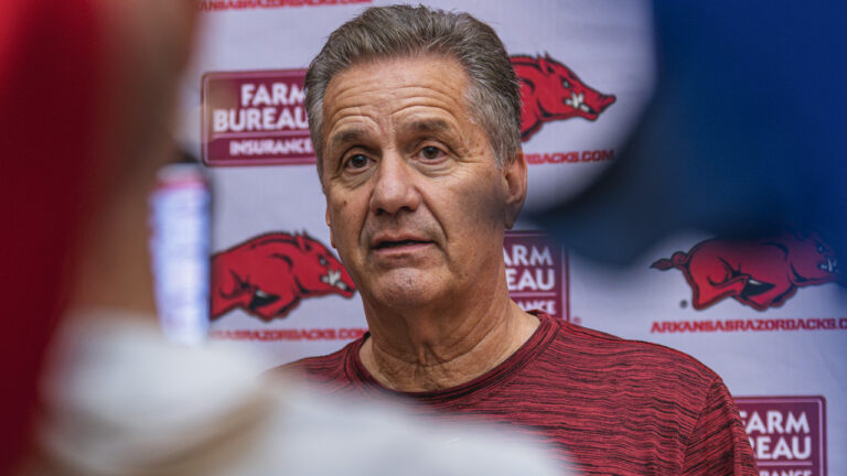 Arkansas coach John Calipari at a summer practice