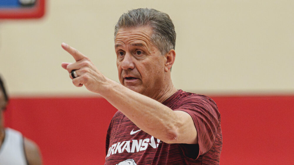 Arkansas coach John Calipari at a summer practice
