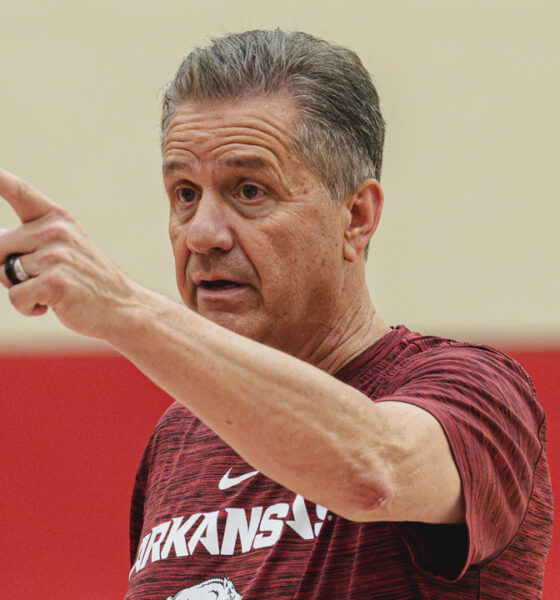Arkansas coach John Calipari at a summer practice