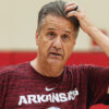 Arkansas coach John Calipari at a summer practice