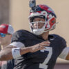 Arkansas Razorback quarterback KJ Jackson during spring practice in Fayetteville, Ark.