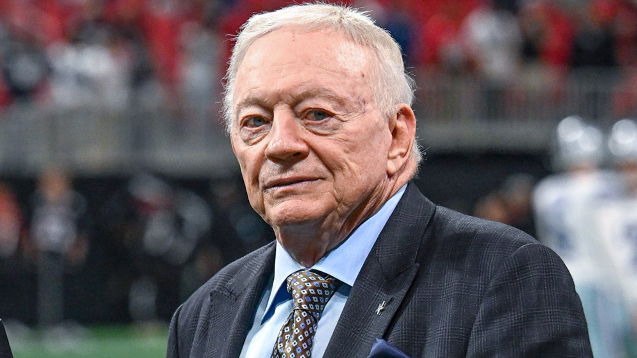 Dallas Cowboys owner Jerry Jones looks on prior to the start of the NFL game between the Dallas Cowboys and the Atlanta Falcons at Mercedes-Benz Stadium in Atlanta