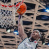 Arkansas Razorbacks JJ Andrews goes up for a dunk against Toros del Valle