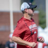 Arkansas Razorbacks coach Ryan Silverfield during a fall camp practice.