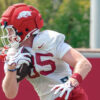 Arkansas Razorbacks tight end Ty Lockwood during fall camp practice.