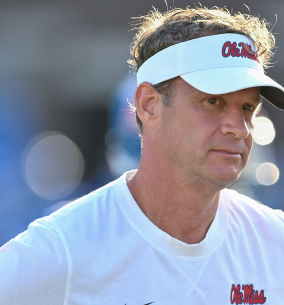 Ole Miss Rebels coach Lane Kiffin before game with Arkansas Razorbacks in Oxford, Miss.