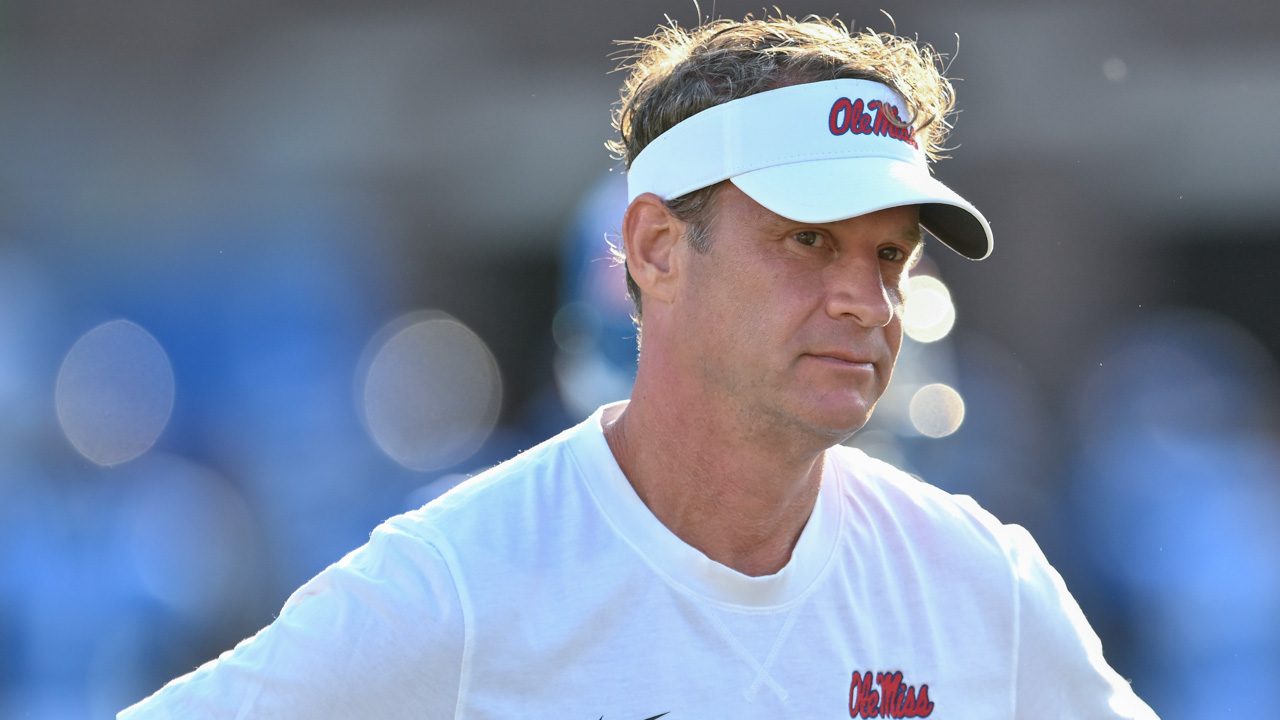Ole Miss Rebels coach Lane Kiffin before game with Arkansas Razorbacks in Oxford, Miss.