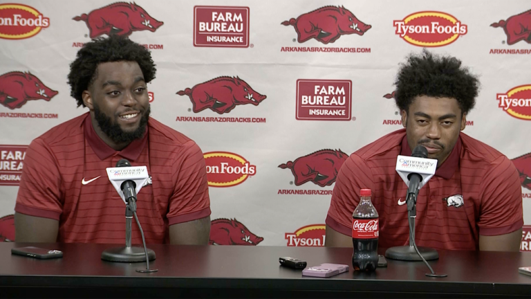 Hogs’ defensive back Carter Stoutmire, defensive lineman Steven Soles