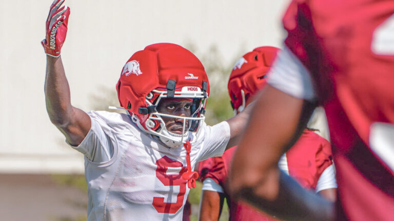 Arkansas Razorbacks defensive back Jamari Hawkins during fall camp practices in Fayetteville, Ark.