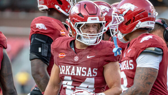 Arkansas Razorbacks linebacker Ben Bogle during game against North Alabama