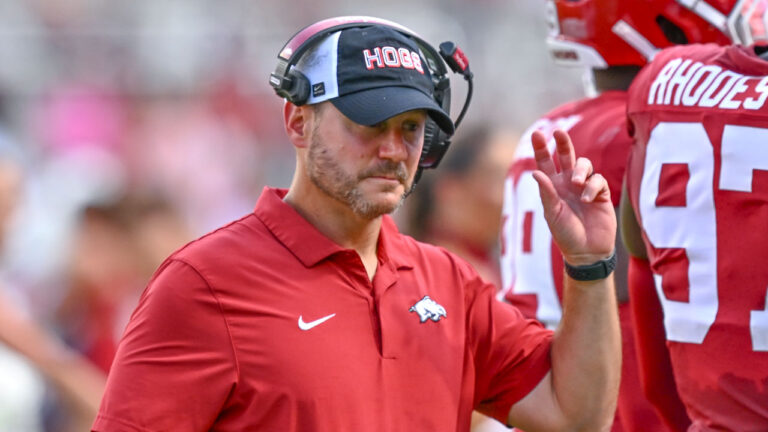 Ryan Silverfield during game against North Alabama at Razorback Stadium