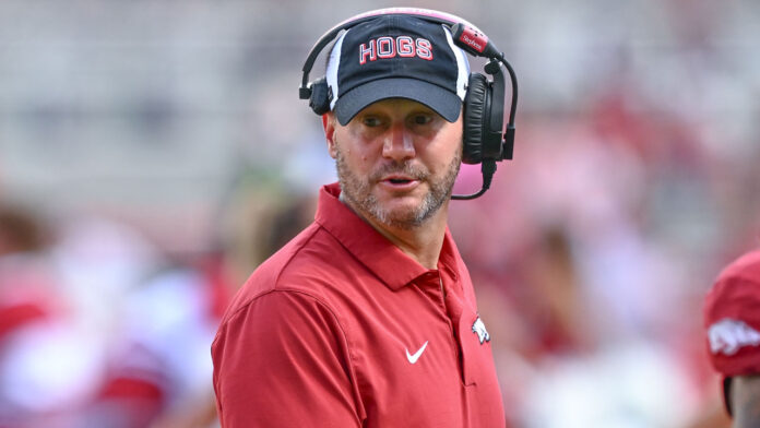 Arkansas Razorbacks coach Ryan Silverfield in game against North Alabama at Razorback Stadium