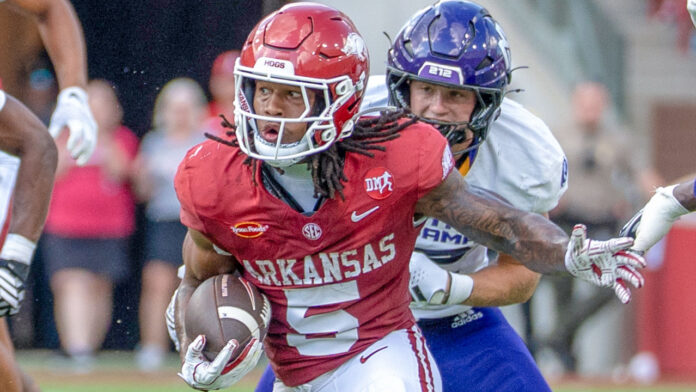 Arkansas Razorbacks running back Sutton Smith against North Alabama at Razorback Stadium