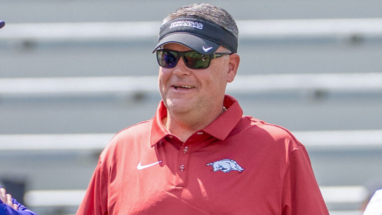 Arkansas Razorbacks offensive coordinator Tim Cramsey before game against North Alabama