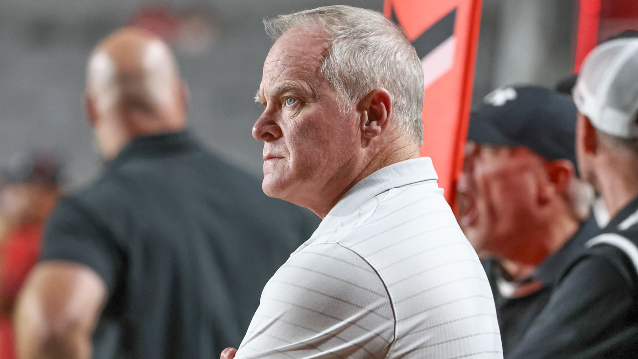 Arkansas Razorbacks athletic director Hunter Yurachek on the sidelines at game against the Utah Utes