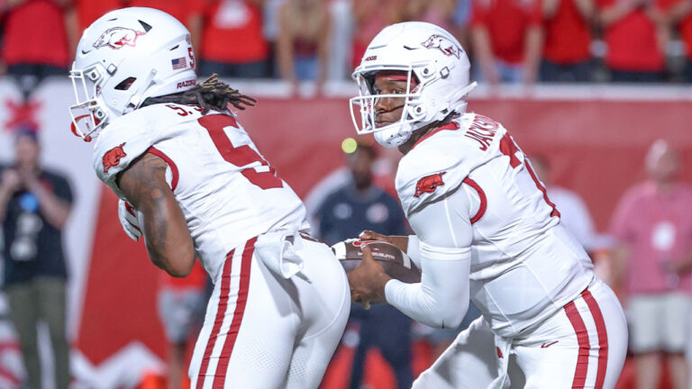 Arkansas Razorbacks quarterback KJ Jackson during game against the Utah Utes