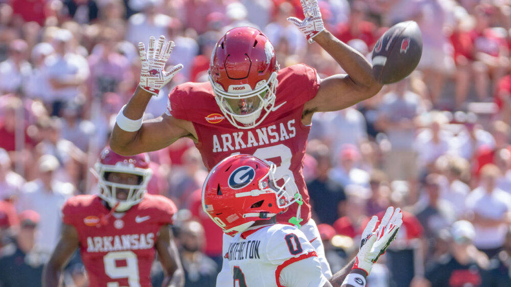 Arkansas Razorbacks defensive back Carter Stoutmire during game against the Georgia Bulldogs at Razorback Stadium