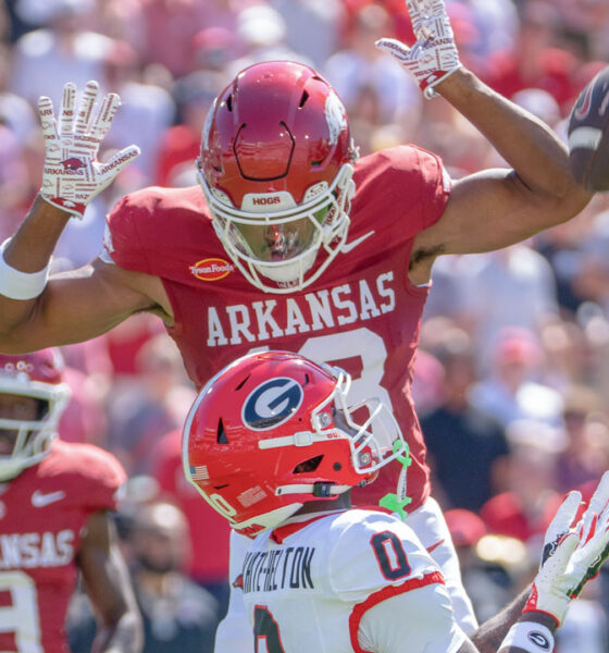 Arkansas Razorbacks defensive back Carter Stoutmire during game against the Georgia Bulldogs at Razorback Stadium