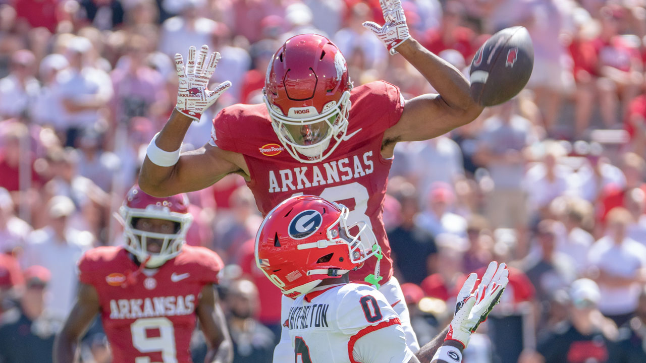 Arkansas Razorbacks defensive back Carter Stoutmire during game against the Georgia Bulldogs at Razorback Stadium