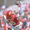 Arkansas Razorbacks wide receiver Chris Marshall makes a one-handed catch against the Georgia Bulldogs in a game at Razorback Stadium