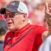 Arkansas Razorback athletic director Hunter Yurachek in pregame warmups before game against the Georgia Bulldogs at Razorback Stadium