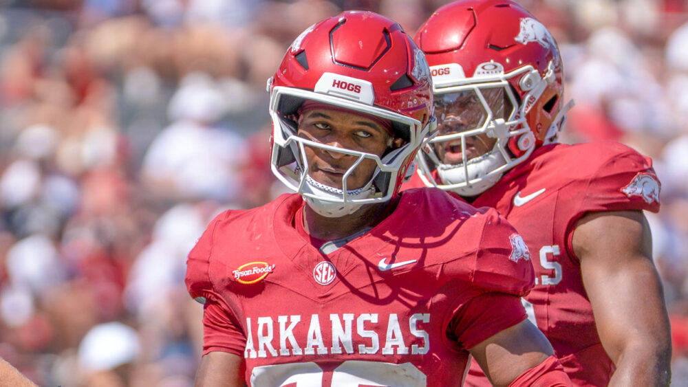 Arkansas Razorbacks defensive back Joker Johnson during game against the Georgia Bulldogs at Razorback Stadium