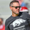 Arkansas Razorbacks coach Ryan Silverfield during game against the Georgia Bulldogs at Razorback Stadium