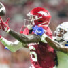 Arkansas Razorbacks wide receiver Chris Marshall runs to make a catch against the Tulsa Golden Hurricane at Razorback Stadium
