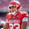 Arkansas Razorbacks tight end Jaden Platt during game against North Alabama at Razorback Stadium