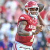 Arkansas Razorbacks quarterback KJ Jackson during game against North Alabama at Razorback Stadium