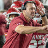 Arkansas Razorbacks coach Ryan Silverfield during game against the Tulsa Golden Hurricane at Razorback Stadium