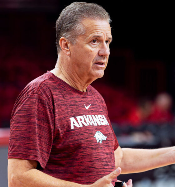 Arkansas Razorbacks coach John Calipari during Prime Time at the Palace at Bud Walton Arena