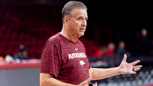 Arkansas Razorbacks coach John Calipari during Prime Time at the Palace at Bud Walton Arena