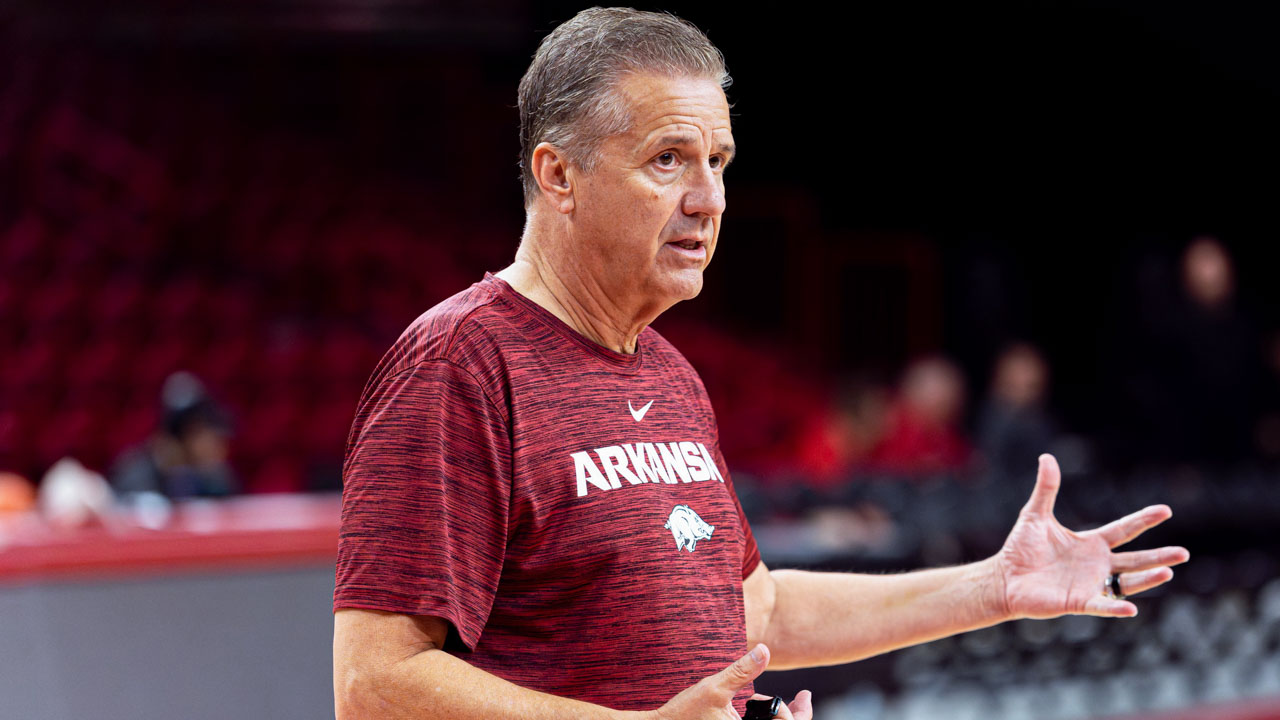 Arkansas Razorbacks coach John Calipari during Prime Time at the Palace at Bud Walton Arena