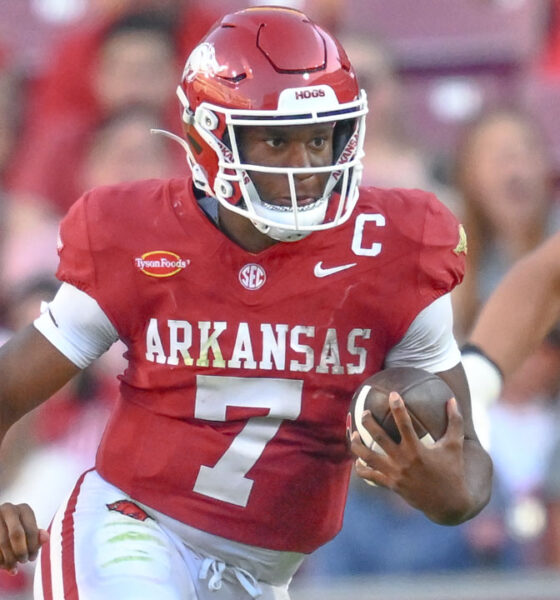 Arkansas Razorbacks quarterback KJ Jackson against the Tennessee Volunteers at game in Razorback Stadium