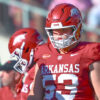 Arkansas Razorbacks center Kash Courtney during game against the Tennessee Volunteers at Razorback Stadium