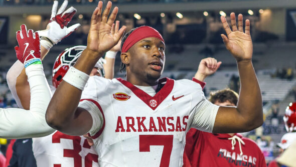Arkansas Razorbacks quarterback KJ Jackson after win over the Vanderbilt Commodores